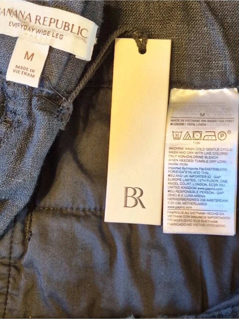 NWT Banana Republic M Black The Everyday Wide Leg Pant in Linen